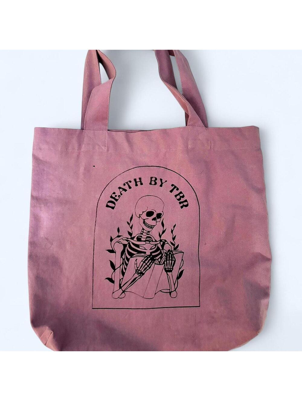 Death by TBR Hand-Printed Tote Bag